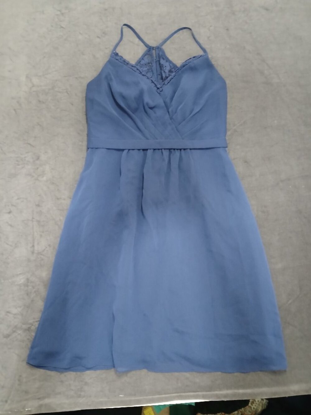 Davids Bridal size 8 Blue‎ Sleeveless Lace Trim Dress
